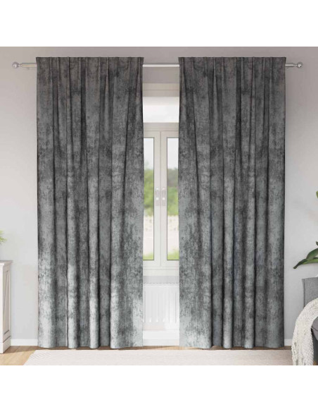 Tende in Velluto con tende 2 pcs Grigio 245 x 140 cm Velluto
