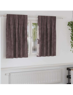 Tende in Velluto con tende 2 pcs Marrone 140 x 140 cm Velluto
