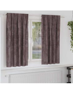Tende in Velluto con tende 2 pcs Marrone 175 x 140 cm Velluto
