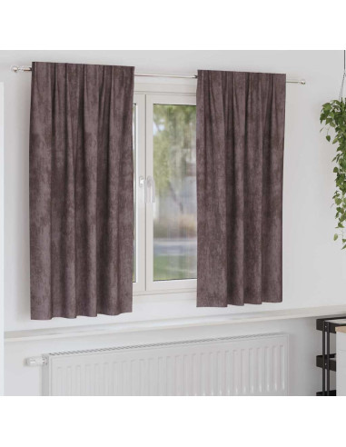 Tende in Velluto con tende 2 pcs Marrone 175 x 140 cm Velluto