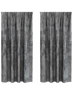 Tende in Velluto con tende 2 pcs Grigio 175 x 140 cm Velluto 2