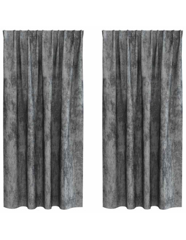 Tende in Velluto con tende 2 pcs Grigio 175 x 140 cm Velluto