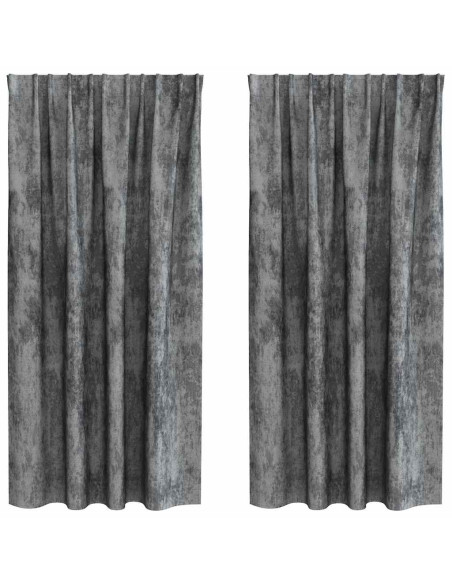 Tende in Velluto con tende 2 pcs Grigio 175 x 140 cm Velluto