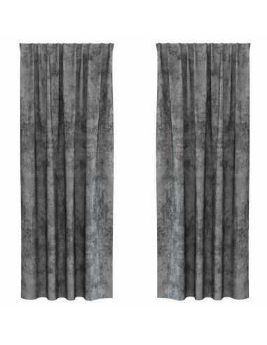 Tende in Velluto con tende 2 pcs Grigio 245 x 140 cm Velluto