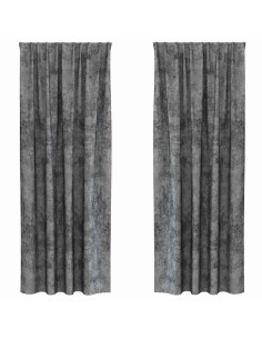 Tende in Velluto con tende 2 pcs Grigio 260 x 140 cm Velluto 2