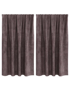 Tende in Velluto con tende 2 pcs Marrone 140 x 140 cm Velluto 2