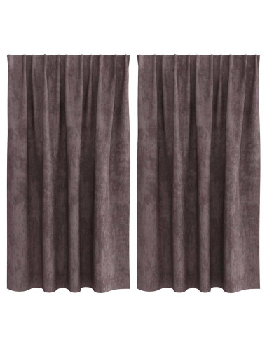 Tende in Velluto con tende 2 pcs Marrone 140 x 140 cm Velluto