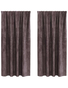 Tende in Velluto con tende 2 pcs Marrone 175 x 140 cm Velluto 2