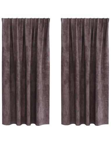 Tende in Velluto con tende 2 pcs Marrone 175 x 140 cm Velluto