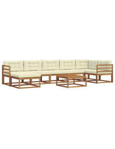 Set di divani da esterno con cuscino 8 pcs Naturale e Crema 2