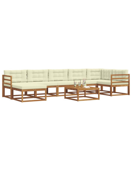 Set di divani da esterno con cuscino 8 pcs Naturale e Crema