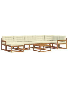 Set di divani da esterno con cuscino 8 pcs Naturale e Crema 2