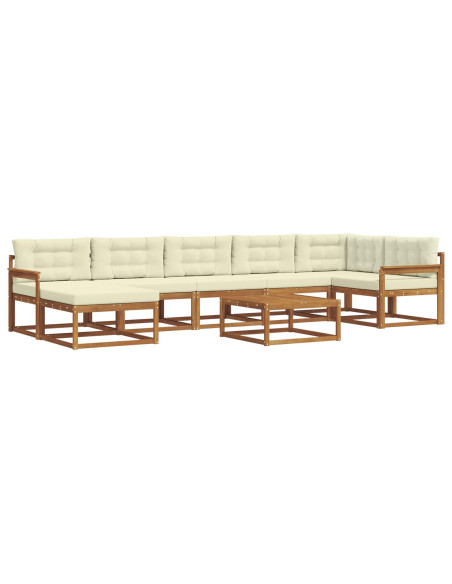 Set di divani da esterno con cuscino 8 pcs Naturale e Crema