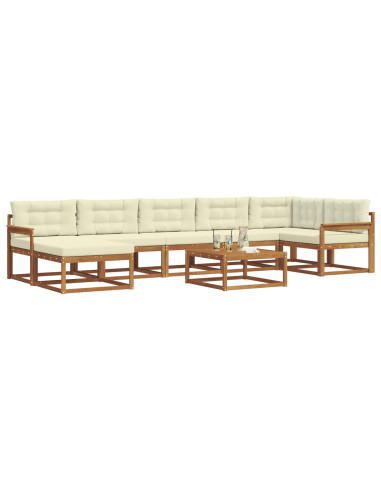 Set di divani da esterno con cuscino 8 pcs Naturale e Crema
