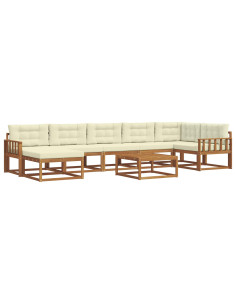 Set di divani da esterno con cuscino 8 pcs Naturale e Crema 2