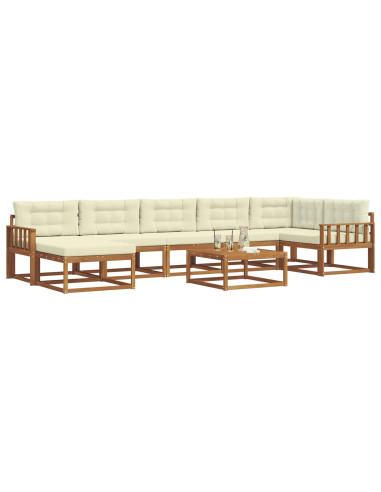 Set di divani da esterno con cuscino 8 pcs Naturale e Crema