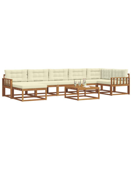 Set di divani da esterno con cuscino 8 pcs Naturale e Crema