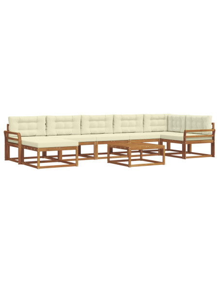 Set di divani da esterno con cuscino 8 pcs Naturale e Crema