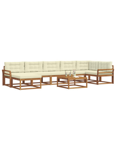 Set di divani da esterno con cuscino 8 pcs Naturale e Crema