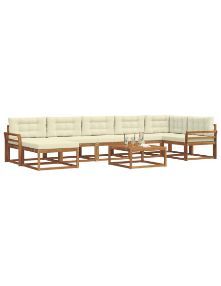 Set di divani da esterno con cuscino 8 pcs Naturale e Crema