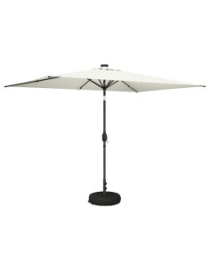 Parasol da Giardino con Luci LED 200 x 300 cm Poliestere Crema