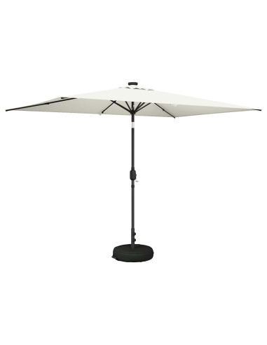 Parasol da Giardino con Luci LED 200 x 300 cm Poliestere Crema