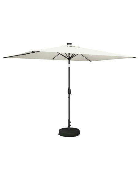 Parasol da Giardino con Luci LED 200 x 300 cm Poliestere Crema