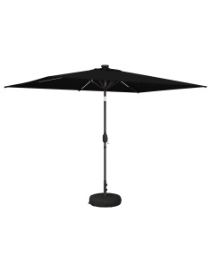 Parasol da Giardino con Luci LED 200 x 300 cm Poliestere Nero