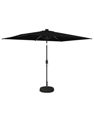 Parasol da Giardino con Luci LED 200 x 300 cm Poliestere Nero