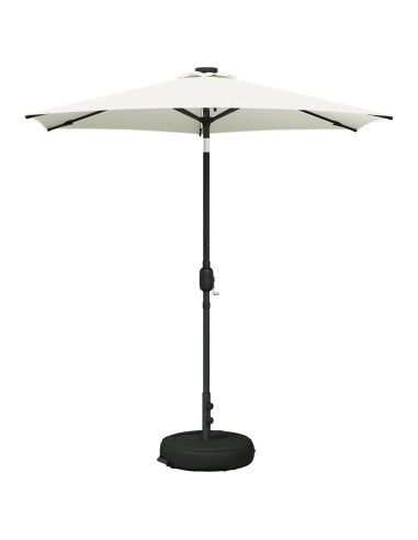 Parasol da Giardino con Luci LED 230 x 230 cm Poliestere Crema