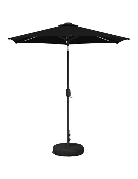 Parasol da Giardino con Luci LED 230 x 230 cm Poliestere Nero
