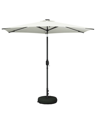 Parasol da Giardino con Luci LED 270 x 270 cm Poliestere Crema