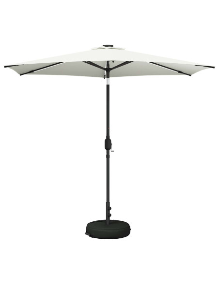 Parasol da Giardino con Luci LED 270 x 270 cm Poliestere Crema