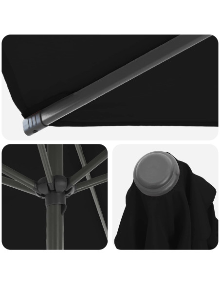 Ombrello da giardino 300 x 300 cm Poliestere Rettangolare Nero