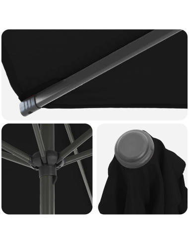 Ombrello da giardino 200 x 300 cm Poliestere Rettangolare Nero