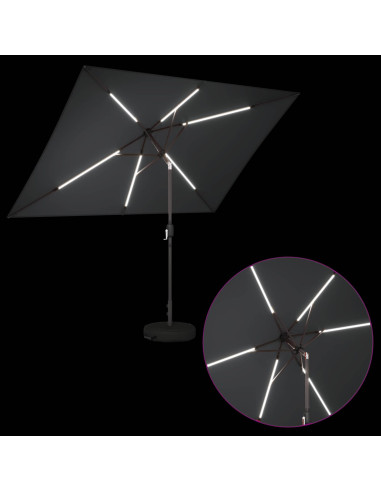 Parasol da Giardino con Luci LED 200 x 300 cm Poliestere