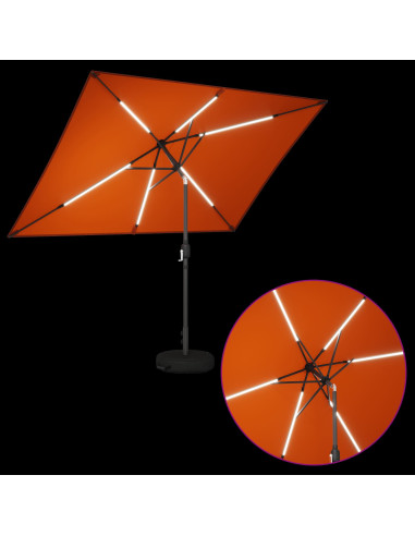 Parasol da Giardino con Luci LED 200 x 300 cm Poliestere