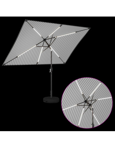 Parasol da Giardino con Luci LED 200 x 300 cm Poliestere