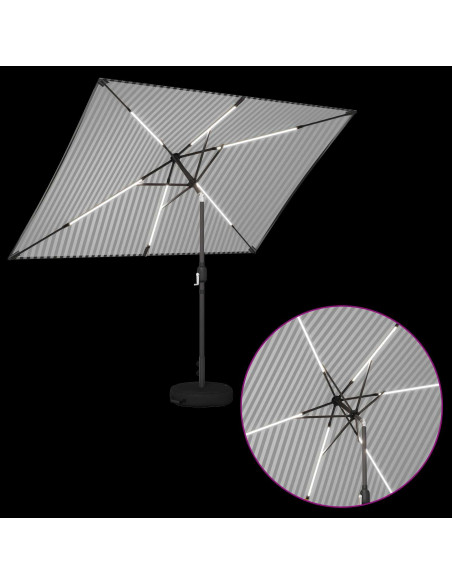 Parasol da Giardino con Luci LED 200 x 300 cm Poliestere