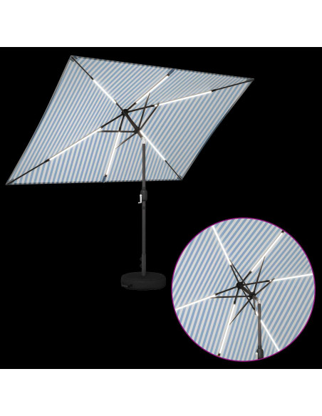 Parasol da Giardino con Luci LED 200 x 300 cm Poliestere