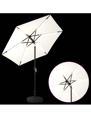 Parasol da Giardino con Luci LED 230 x 230 cm Poliestere Crema