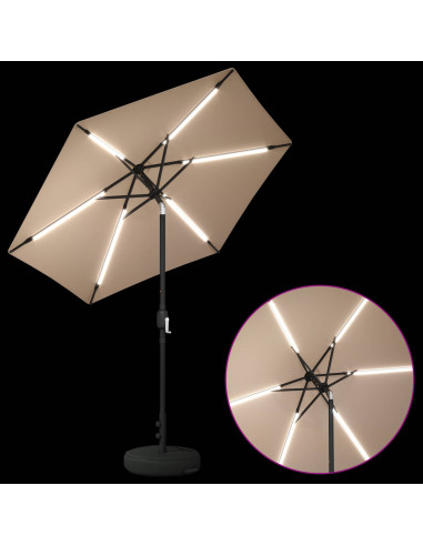 Parasol da Giardino con Luci LED 230 x 230 cm Poliestere