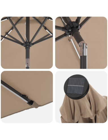 Parasol da Giardino con Luci LED 230 x 230 cm Poliestere