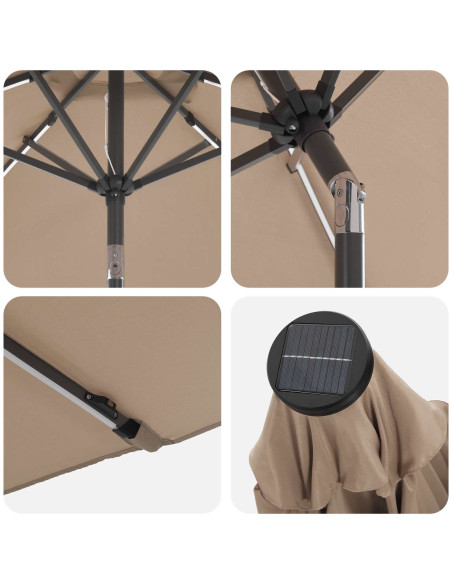 Parasol da Giardino con Luci LED 230 x 230 cm Poliestere