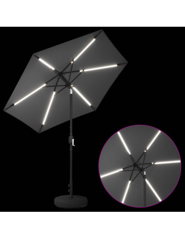 Parasol da Giardino con Luci LED 230 x 230 cm Poliestere
