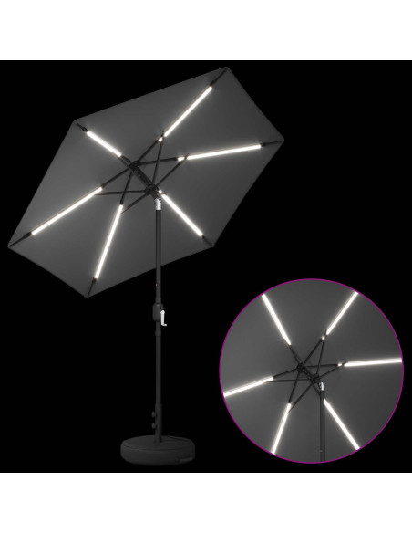 Parasol da Giardino con Luci LED 230 x 230 cm Poliestere