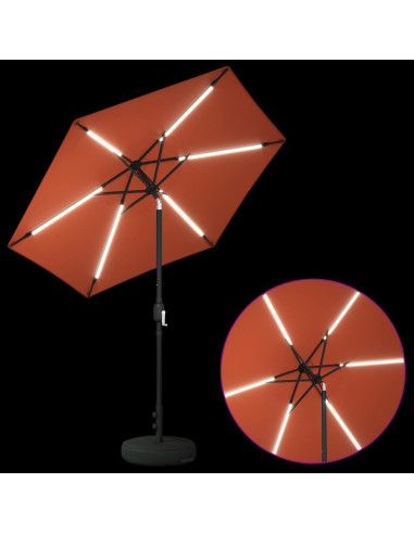Parasol da Giardino con Luci LED 230 x 230 cm Poliestere