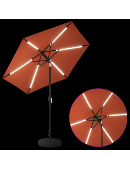 Parasol da Giardino con Luci LED 230 x 230 cm Poliestere