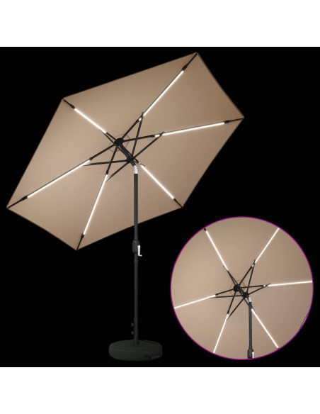Parasol da Giardino con Luci LED 270 x 270 cm Poliestere