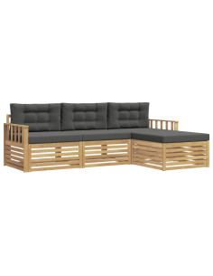 Set di divani da esterno 4 pcs Bianco e Antracite Poliestere 2